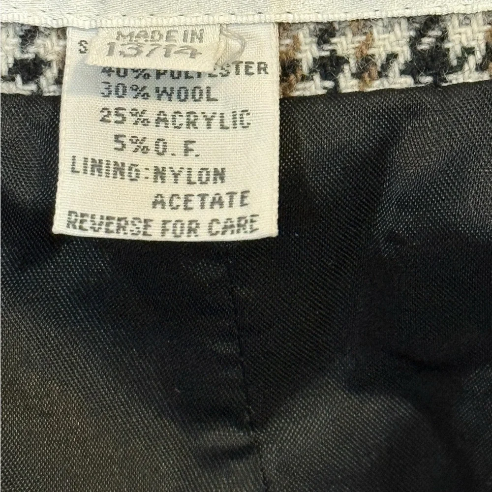 Vintage Peabody House Houndstooth Wool Blend Blazer Jacket Brown Beige Size 14 - Picture 5 of 14